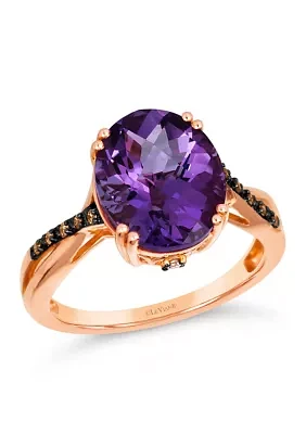 4 ct. t.w. Grape Amethyst™, Nude Diamonds™, 1/20 Chocolate Diamonds® Ring 14K Strawberry Gold®