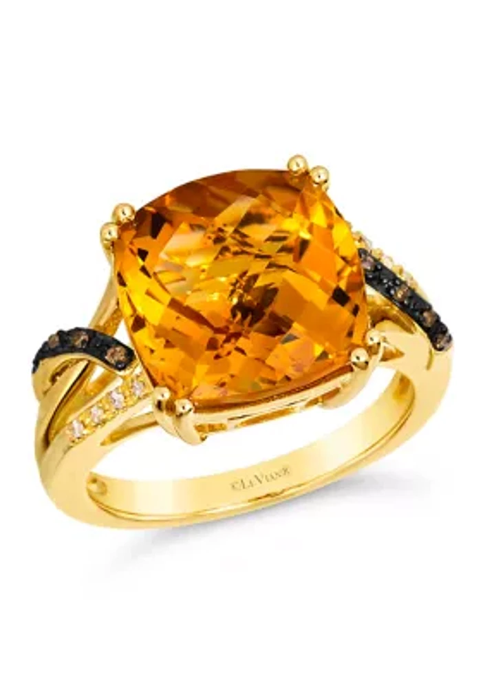 6.75 ct. t.w. Cinnamon Citrine®, Chocolate Diamonds®, Nude Diamonds™ Ring  in 14K Honey Gold™