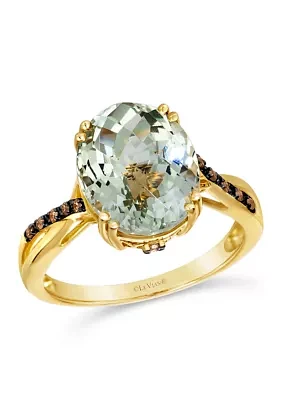 4.25 ct. t.w. Mint Julep Quartz™, Nude Diamonds™, 1/20 ct. t.w. Chocolate Diamonds® Ring in 14K Honey Gold™