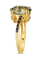 4.25 ct. t.w. Mint Julep Quartz™, Nude Diamonds™, 1/20 ct. t.w. Chocolate Diamonds® Ring in 14K Honey Gold™