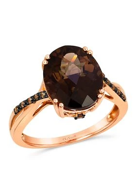 4.25 ct. t.w. Chocolate Quartz®, Nude Diamonds™, 1/20 Diamonds® Ring 14K Strawberry Gold®