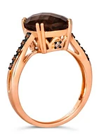 4.25 ct. t.w. Chocolate Quartz®, Nude Diamonds™, 1/20 ct. t.w. Chocolate Diamonds® Ring in 14K Strawberry Gold®