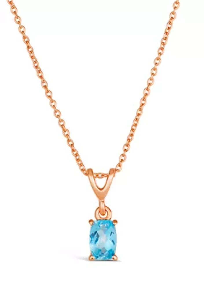 Le Vian® Pendant Necklace featuring 3/8 ct. t.w. Ocean Blue Topaz in Strawberry Gold® Plated Sterling Silver