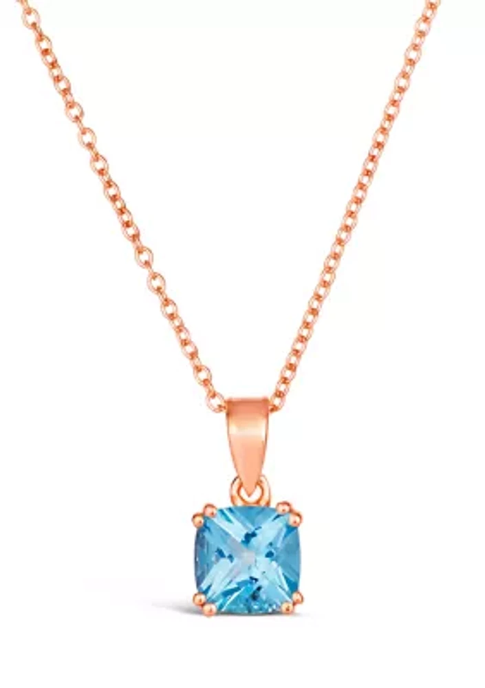 1.62 ct. t.w. Ocean Blue Topaz™ Square Pendant Necklace in Gold Over Silver