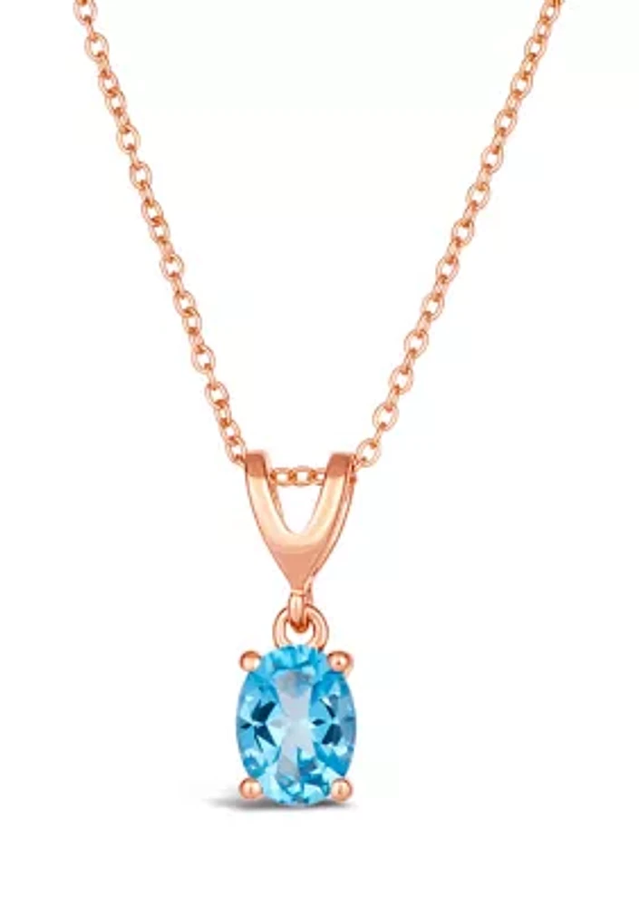 1 ct. t.w. Ocean Blue Topaz™  Pendant Necklace in 14K Strawberry Gold® Plated 925 Sterling Silver 