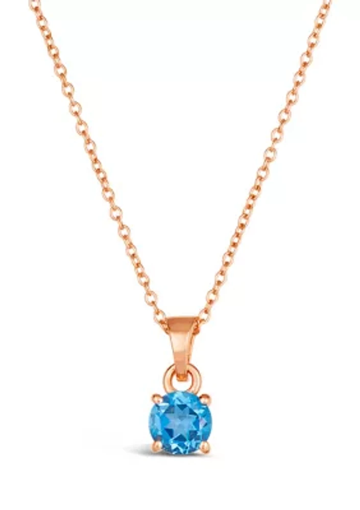 Pendant Necklace featuring 7/8 ct. t.w. Ocean Blue Topaz™  in Strawberry Gold® Plated Sterling Silver