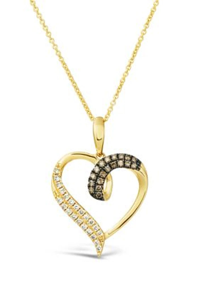 1/8 ct. t.w. Chocolate Diamond® and 1/6 ct. t.w. Nude Diamond™ Heart Pendant Necklace in 14K Honey Gold™