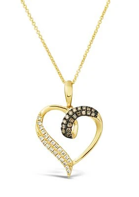 1/8 ct. t.w. Chocolate Diamond® and 1/6 ct. t.w. Nude Diamond™ Heart Pendant Necklace in 14K Honey Gold™