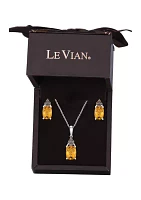 1/5 ct. t.w. Vanilla Diamond® and 2.75 ct. t.w. Citrine Pendant Necklace and Earrings in 14K Vanilla Gold®