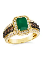 1.5 ct. t.w. Emerald, 1/2 Chocolate Diamond®, and Nude Diamond™ Creme Brulee® Ring 14K Honey Gold™