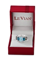 1.25 ct. t.w. Blue Topaz, 1 Deep Sea Topaz™, 3/4 of Chocolate Diamonds® and Nude Diamonds™ Ring 14K Vanilla Gold®