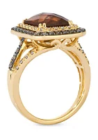 Ring featuring 4 ct. t.w. Chocolate Quartz®, 1/2 of Diamonds® and Nude Diamonds™ set 14K Honey Gold™