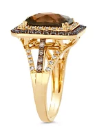 Ring featuring 4 ct. t.w. Chocolate Quartz®, 1/2 of Diamonds® and Nude Diamonds™ set 14K Honey Gold™