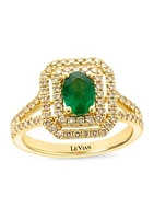 1/2 ct. t.w. Emerald, 5/8 ct. t.w. Nude Diamonds™, Chocolate Diamonds® Ring in 14K Honey Gold™