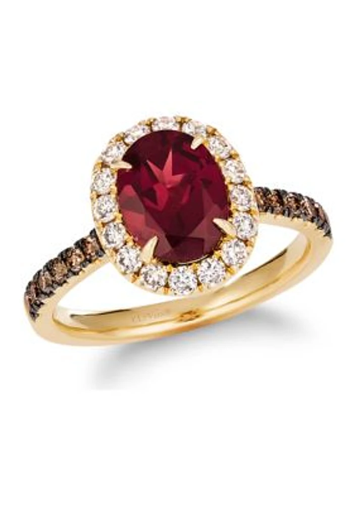 Ring with 1.88 ct. t.w. Pomegranate Garnet™, 5/8 Chocolate Diamonds®, 1/10 Nude Diamonds™ 14K Honey Gold™