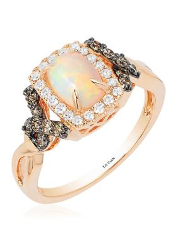 Chocolatier® Ring with 1/2 ct. t.w. Neopolitan Opal™, 1/4 ct. t.w. Chocolate Diamonds®, 1/6 ct. t.w. Vanilla Diamonds® in 14K Strawberry Gold®