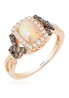 Chocolatier® Ring with 1/2 ct. t.w. Neopolitan Opal™, 1/4 ct. t.w. Chocolate Diamonds®, 1/6 ct. t.w. Vanilla Diamonds® in 14K Strawberry Gold®