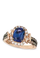 2 ct. t.w. Blueberry Tanzanite®, 1/3 Vanilla Diamonds®, Chocolate Diamonds® Ring 14K Strawberry Gold®