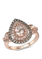 Creme Brulee® 1.0 ct. t.w. Peach Morganite™, 1/3 Chocolate Diamonds®, Nude Diamonds™ Ring 14k 2-Tone Gold