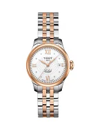 Women's Two Tone PVD Stainless Steel Swiss Automatic T-Classic Le Locle Diamond Accent Bracelet Watch 