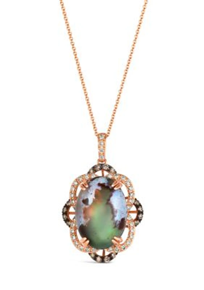 10 ct. t.w. Peacock Aquaprase™, 1/5 ct. t.w. Chocolate Diamonds®, 1/3 ct. t.w. Nude Diamonds™ Pendant Necklace in 14K Strawberry Gold®