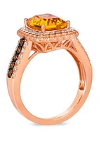 Chocolatier® Ring featuring 2.33 ct. t.w. Cinnamon Citrine®, 1/6 ct. t.w. Chocolate Diamonds®, 3/8 ct. t.w. Vanilla Diamonds®  in 14K Strawberry Gold®