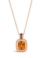 Chocolatier® Pendant Necklace featuring 1.88 ct. t.w. Cinnamon Citrine®, 1/4 ct. t.w. Vanilla Diamonds®, 1/20 ct. t.w. Chocolate Diamonds® in 14K Strawberry Gold®