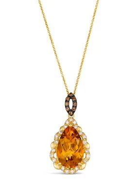 Pendant Necklace featuring 5.2 ct. t.w. Cinnamon Citrine®, 1/3 ct. t.w. Nude Diamonds™, 1/10 ct. t.w. Chocolate Diamonds® in 14K Honey Gold™