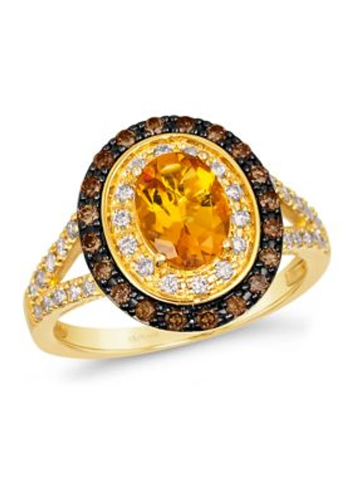  Ring featuring 1 ct. t.w. Cinnamon Citrine®, 1/4 ct. t.w. Chocolate Diamonds®, 1/4 ct. t.w. Nude Diamonds™ in 14K Honey Gold™