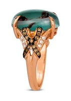  Ring featuring 7.25 ct. t.w. Peacock Aquaprase™, 1/4 ct. t.w. Chocolate Diamonds®, 1/10 ct. t.w. Nude Diamonds™  in 14K Strawberry Gold®