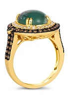 Ring featuring 3.5 ct. t.w. Peacock Aquaprase™, 5/8 ct. t.w. Chocolate Diamonds®, 1/5 ct. t.w. Nude Diamonds™  in 14K Honey Gold™