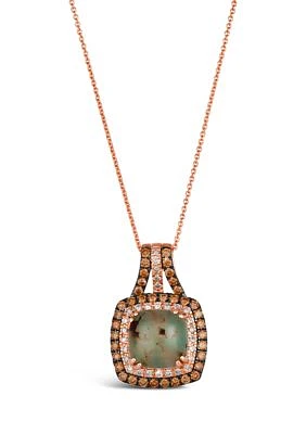 Pendant Necklace featuring 3.33 ct. t.w. Peacock Aquaprase™, 5/8 ct. t.w. Chocolate Diamonds®, 1/4 ct. t.w. Nude Diamonds™ in 14K Strawberry Gold®