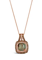 Pendant Necklace featuring 3.33 ct. t.w. Peacock Aquaprase™, 5/8 ct. t.w. Chocolate Diamonds®, 1/4 ct. t.w. Nude Diamonds™ in 14K Strawberry Gold®