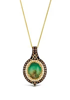 Pendant Necklace featuring 3.5 ct. t.w.. Peacock Aquaprase™, 3/8 ct. t.w. Chocolate Diamonds®, 1/4 ct. t.w. Nude Diamonds™ set in 14K Honey Gold™