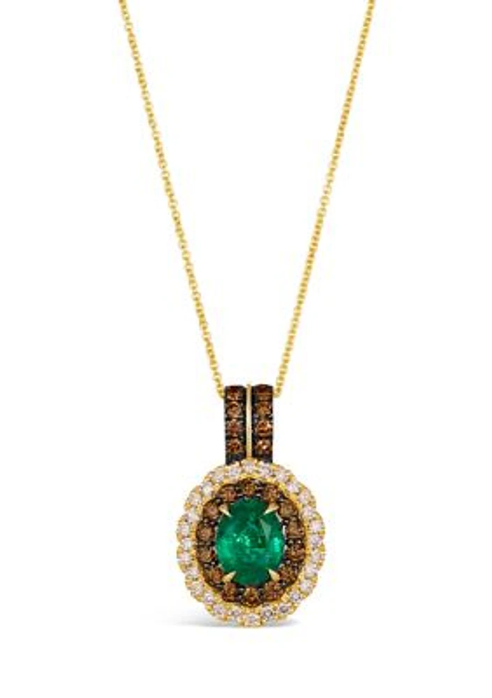 Pendant Necklace featuring 1.3 ct. t.w. Costa Smeralda Emeralds™, 3/4 ct. t.w. Chocolate Diamonds®, 3/8 ct. t.w. Nude Diamonds™  in 14K Honey Gold™