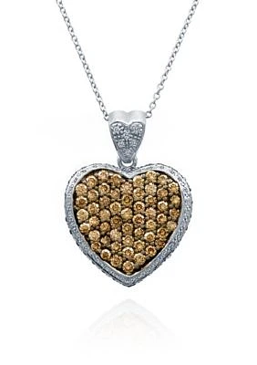 Chocolate Diamond® and Vanilla Diamond® Heart Pendant in 14k Vanilla Gold®