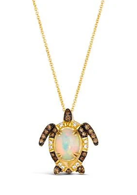 Le Vian Couture® Turtle Pendant Necklace featuring 1 ct. t.w. Neopolitan Opal™, 1/4 ct. t.w. Chocolate Diamonds®, 1/15 ct. t.w. Vanilla Diamonds® in 18K Honey Gold™