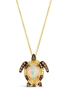 Le Vian Couture® Turtle Pendant Necklace featuring 1 ct. t.w. Neopolitan Opal™, 1/4 ct. t.w. Chocolate Diamonds®, 1/15 ct. t.w. Vanilla Diamonds® in 18K Honey Gold™