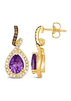 Drop Earrings featuring 1.75 ct. t.w. Grape Amethyst™, 1/8 ct. t.w. Chocolate Diamonds®, 3/8 ct. t.w. Nude Diamonds™  in 14K Honey Gold™