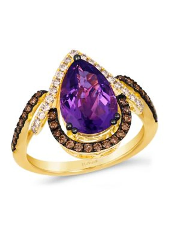 Ring featuring 2.75 ct. t.w. Grape Amethyst™, 1/5 ct. t.w. Nude Diamonds™, 1/4 ct. t.w. Chocolate Diamonds®  in 14K Honey Gold™