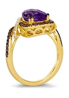 Ring featuring 2.75 ct. t.w. Grape Amethyst™, 1/5 ct. t.w. Nude Diamonds™, 1/4 ct. t.w. Chocolate Diamonds®  in 14K Honey Gold™