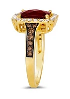 Ring featuring 2.3 ct. t.w. Pomegranate Garnet™, 1/4 ct. t.w. Chocolate Diamonds®, 3/8 ct. t.w. Nude Diamonds™ in 14K Honey Gold™