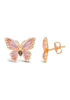  Butterfly Earrings featuring 1.63 ct. t.w. Pink Orchid Quartz™, 1/6 ct. t.w. Nude Diamonds™, Chocolate Diamonds® in 14K Strawberry Gold®