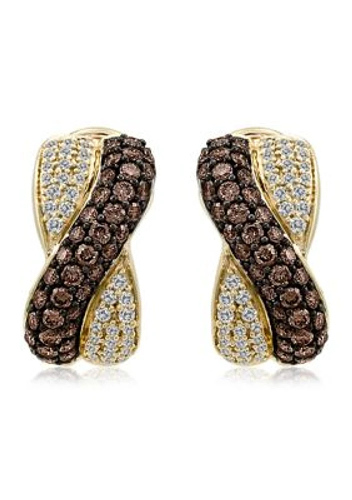 Earrings featuring 1.2 ct. t.w. Chocolate Diamonds®, 3/8 ct. t.w. Vanilla Diamonds® in 14K Honey Gold™