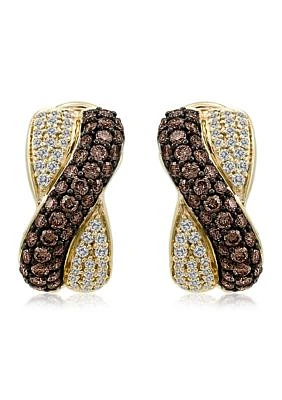 Earrings featuring 1.2 ct. t.w. Chocolate Diamonds®, 3/8 ct. t.w. Vanilla Diamonds® in 14K Honey Gold™