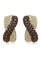 Earrings featuring 1.2 ct. t.w. Chocolate Diamonds®, 3/8 ct. t.w. Vanilla Diamonds® in 14K Honey Gold™