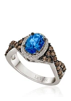  5/8 ct. t.w. Diamonds and 1 ct. t.w. Signity Blue Topaz Ring in 14k White Gold