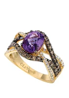 7/8 ct. t.w. Diamonds and 1.45 ct. t.w. Amethyst Ring in 14k Yellow Gold