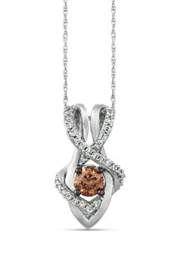 1/2 ct. t.w. Chocolate Diamond, 1/5 ct. t.w. Vanilla Diamond Necklace in 14k White Gold