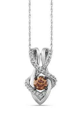 1/2 ct. t.w. Chocolate Diamond, 1/5 ct. t.w. Vanilla Diamond Necklace in 14k White Gold